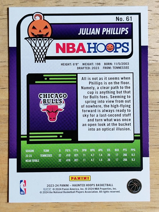 2023-24 Hoops Haunted Hoops #61 Julian Phillips RC