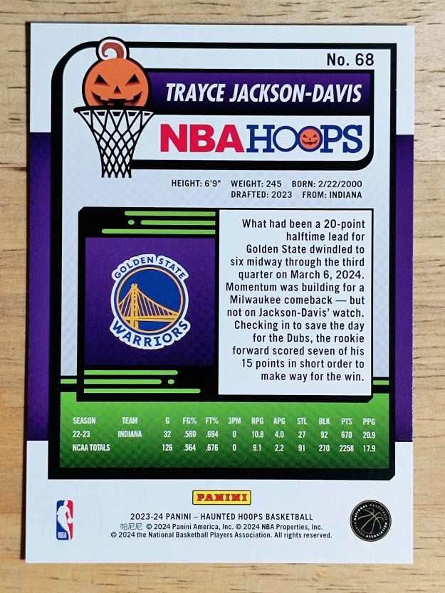 2023-24 Hoops Haunted Hoops #68 Trayce Jackson-Davis RC