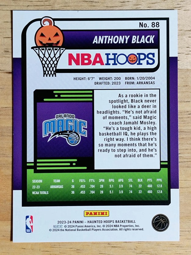 2023-24 Hoops Haunted Hoops #88 Anthony Black RC