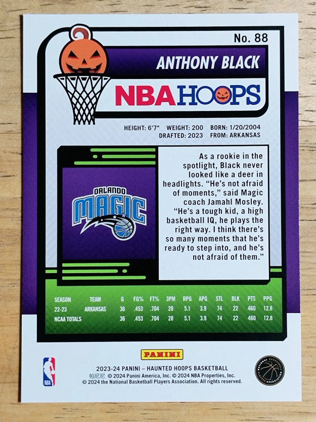2023-24 Hoops Haunted Hoops #88 Anthony Black RC