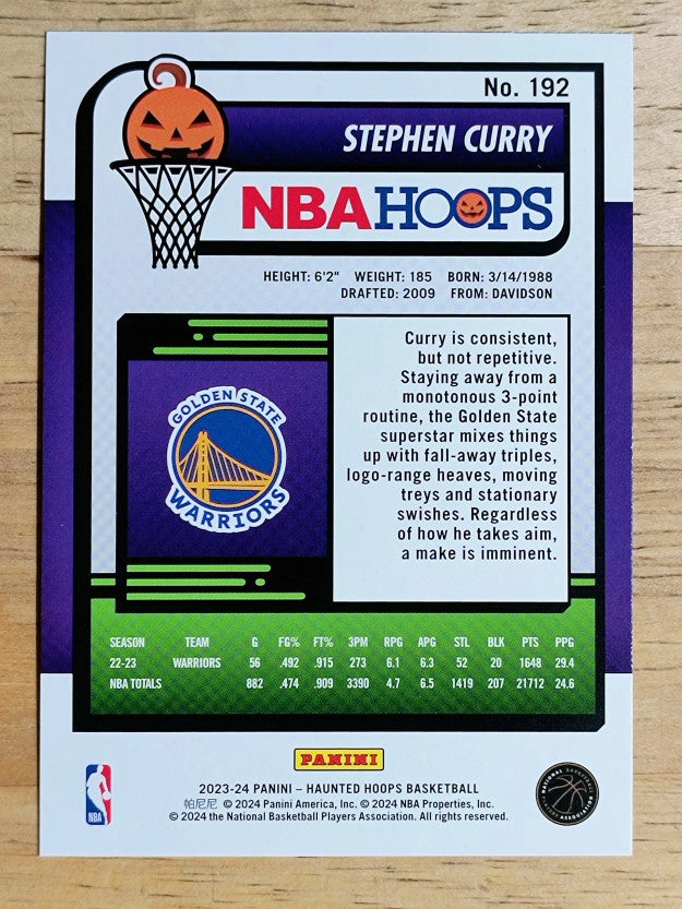 2023-24 Hoops Haunted Hoops #192 Stephen Curry