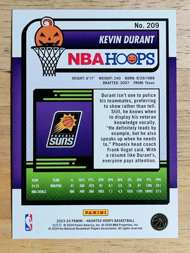 2023-24 Hoops Haunted Hoops #209 Kevin Durant