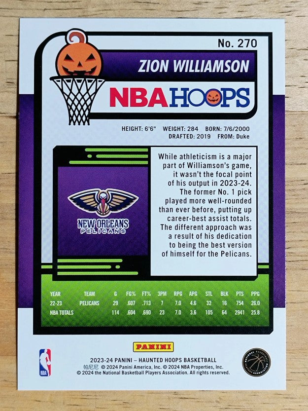 2023-24 Hoops Haunted Hoops #270 Zion Williamson