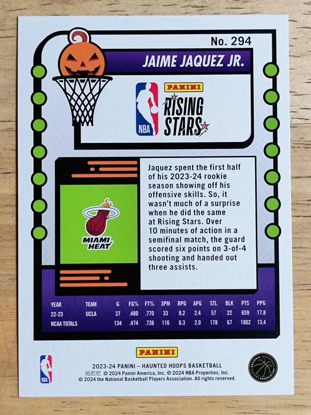 2023-24 Hoops Haunted Hoops #294 Jaime Jaquez Jr. RS
