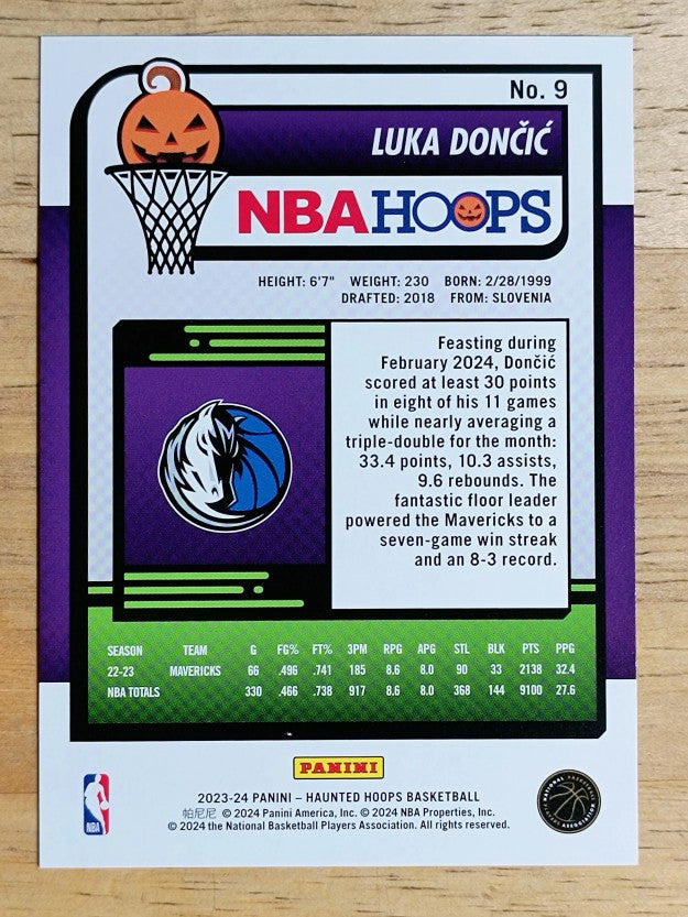 2023-24 Hoops Haunted Hoops Orange #9 Luka Doncic