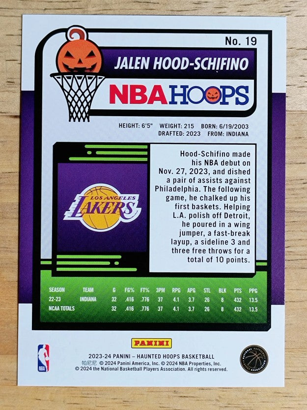2023-24 Hoops Haunted Hoops Orange #19 Jalen Hood-Schifino