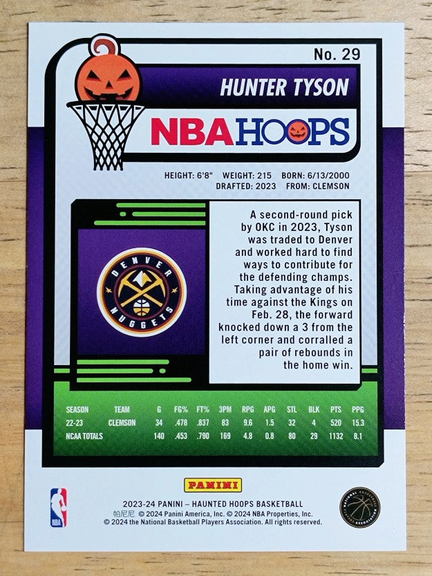 2023-24 Hoops Haunted Hoops Orange #29 Hunter Tyson