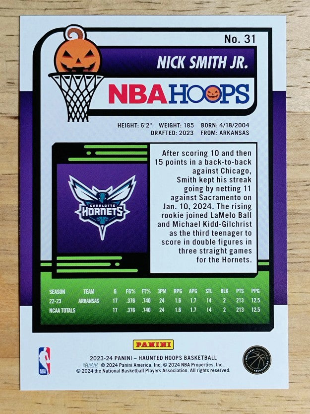 2023-24 Hoops Haunted Hoops Orange #31 Nick Smith Jr.