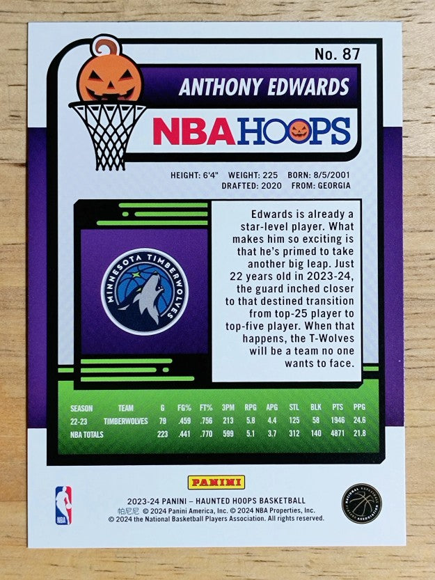 2023-24 Hoops Haunted Hoops Orange #87 Anthony Edwards