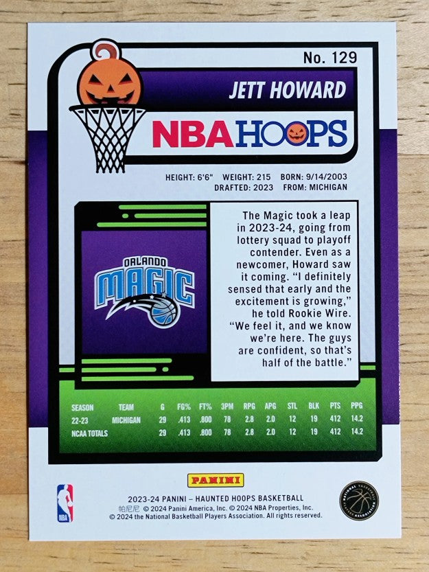 2023-24 Hoops Haunted Hoops Orange #129 Jett Howard