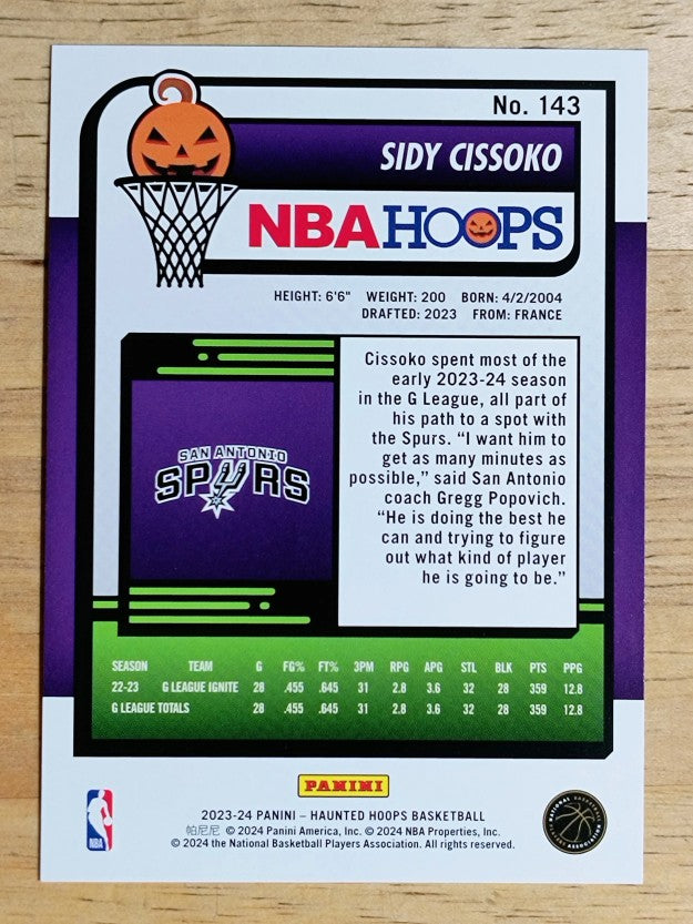 2023-24 Hoops Haunted Hoops Orange #143 Sidy Cissoko