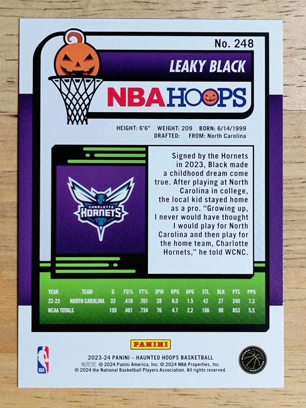 2023-24 Hoops Haunted Hoops Orange #248 Leaky Black