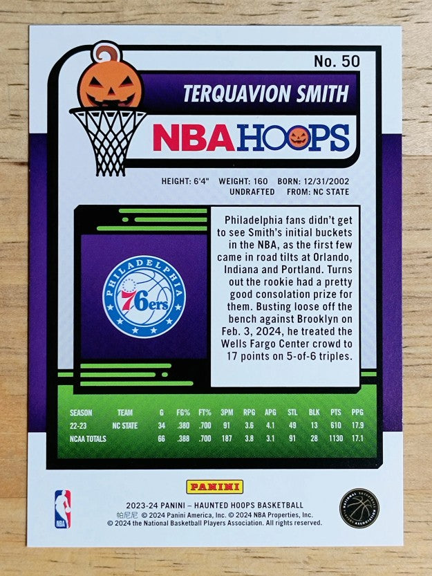 2023-24 Hoops Haunted Hoops Slime #50 Terquavion Smith