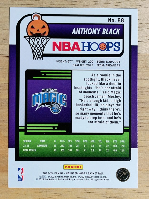 2023-24 Hoops Haunted Hoops Slime #88 Anthony Black
