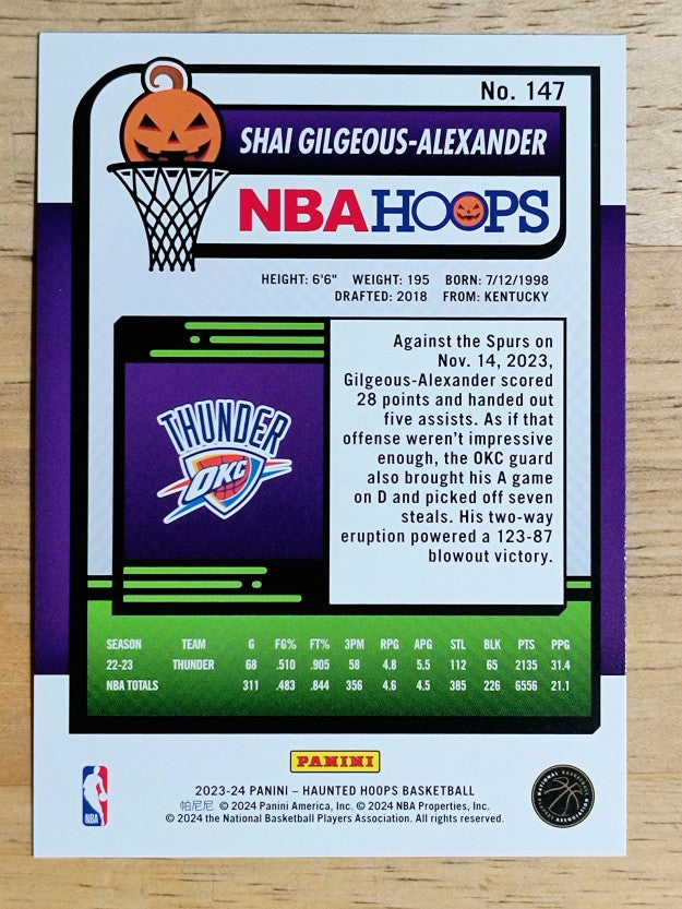 2023-24 Hoops Haunted Hoops Slime #147 Shai Gilgeous-Alexander