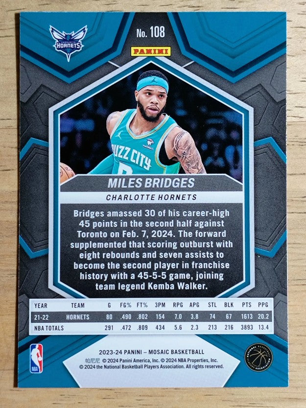 2023-24 Panini Mosaic #108 Miles Bridges