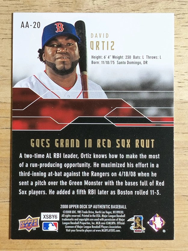 2008 SP Authentic Authentic Achievements #AA20 David Ortiz