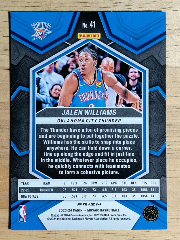 2023-24 Panini Mosaic Mosaic Reactive Blue #41 Jalen Williams