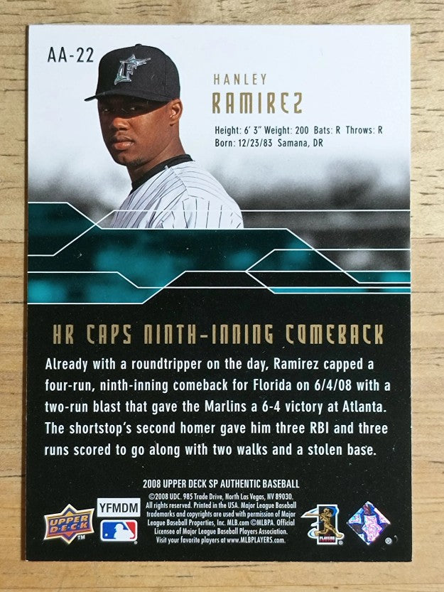 2008 SP Authentic Authentic Achievements #AA22 Hanley Ramirez