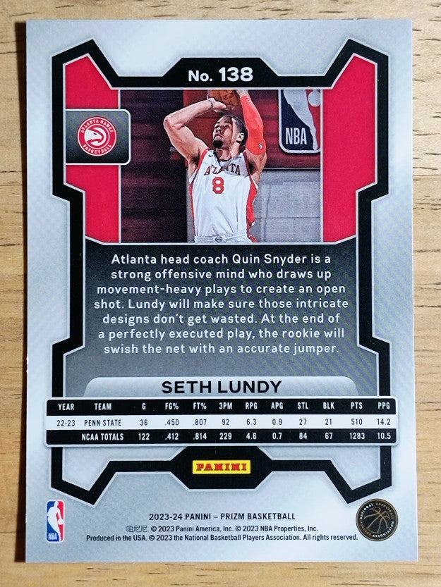 2023-24 Panini Prizm #138 Seth Lundy RC