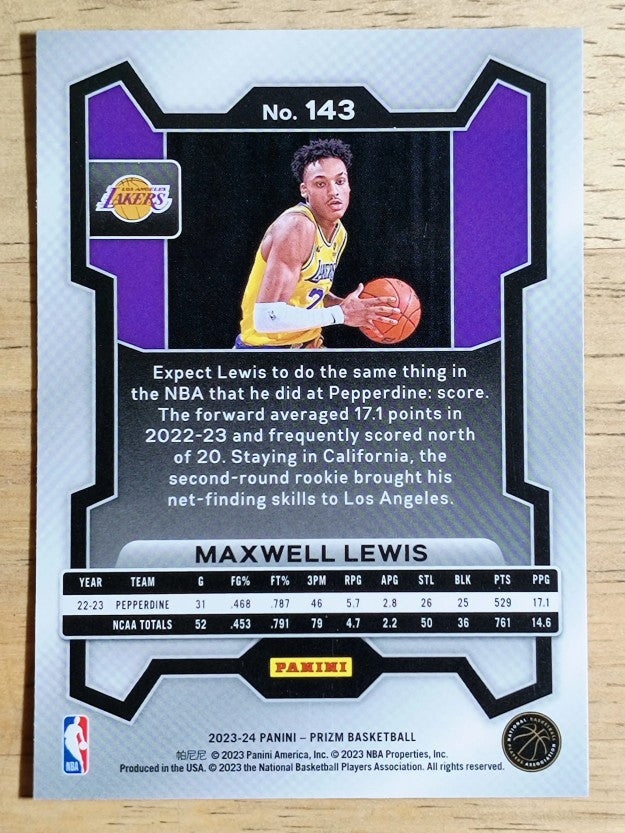 2023-24 Panini Prizm #143 Maxwell Lewis RC