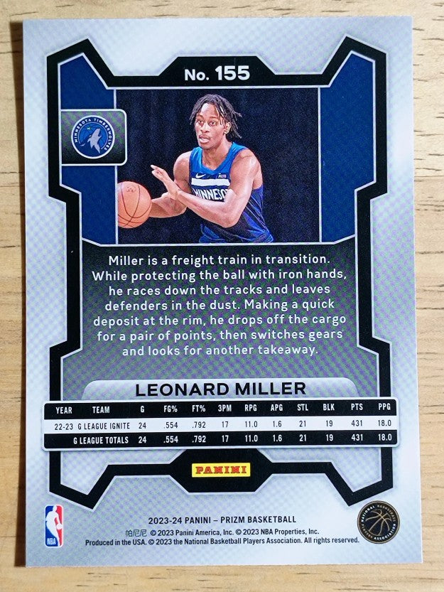 2023-24 Panini Prizm #155 Leonard Miller RC