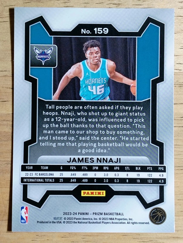 2023-24 Panini Prizm #159 James Nnaji RC