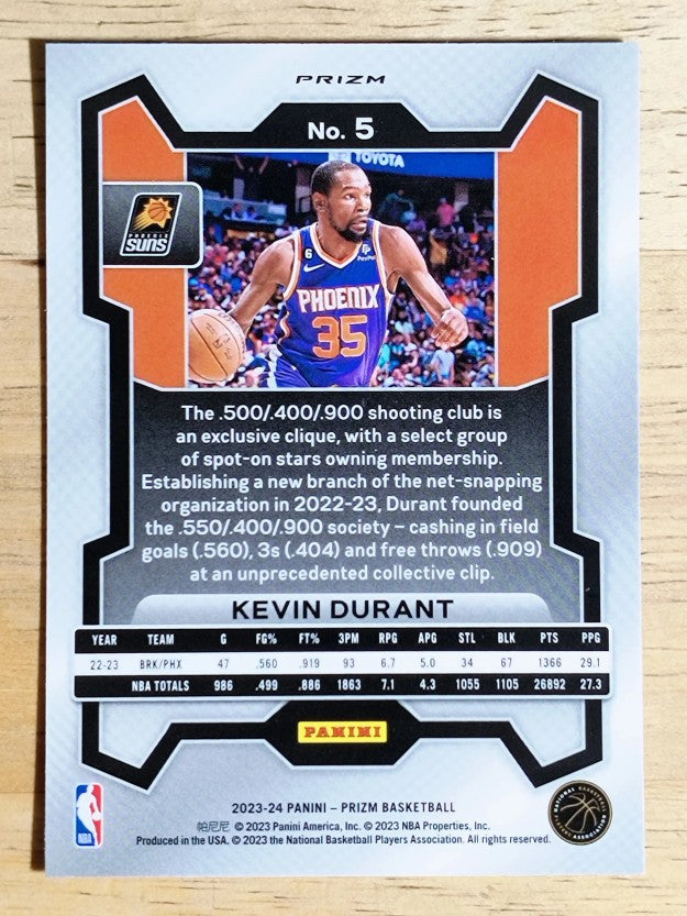 2023-24 Panini Prizm Prizms Green #5 Kevin Durant
