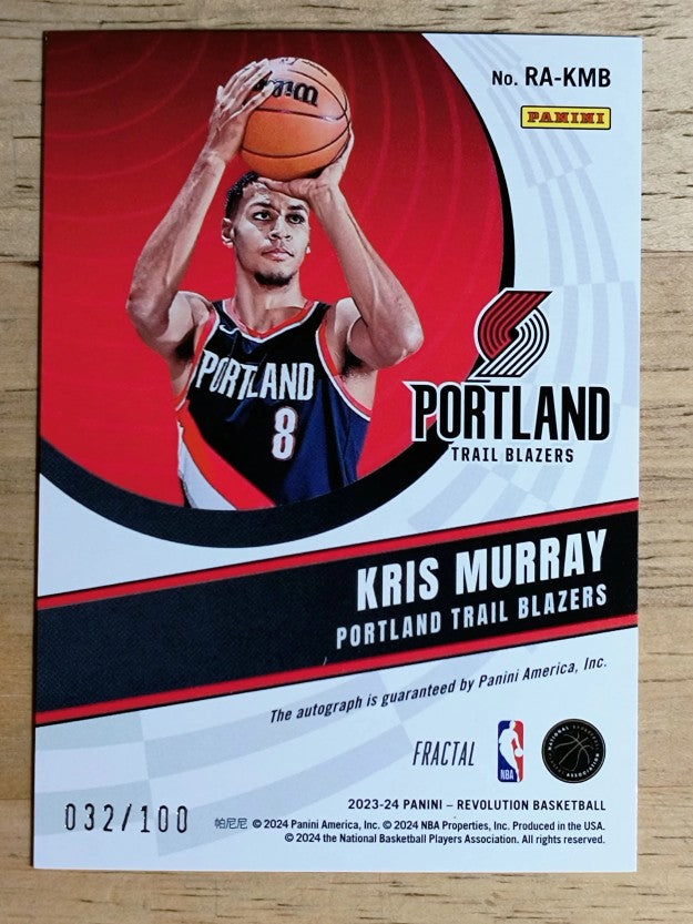 2023-24 Panini Revolution Rookie Autographs Fractal #13 Kris Murray