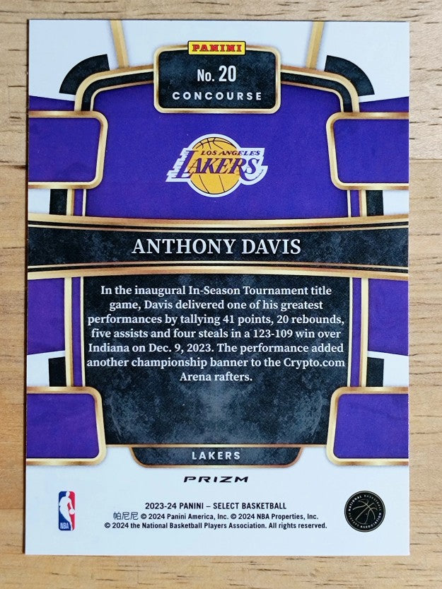 2023-24 Select Prizms Blue #20 Anthony Davis