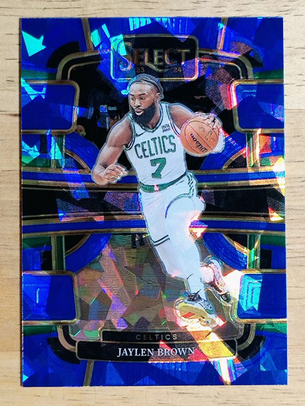 2023-24 Select Prizms Blue Cracked Ice #22 Jaylen Brown