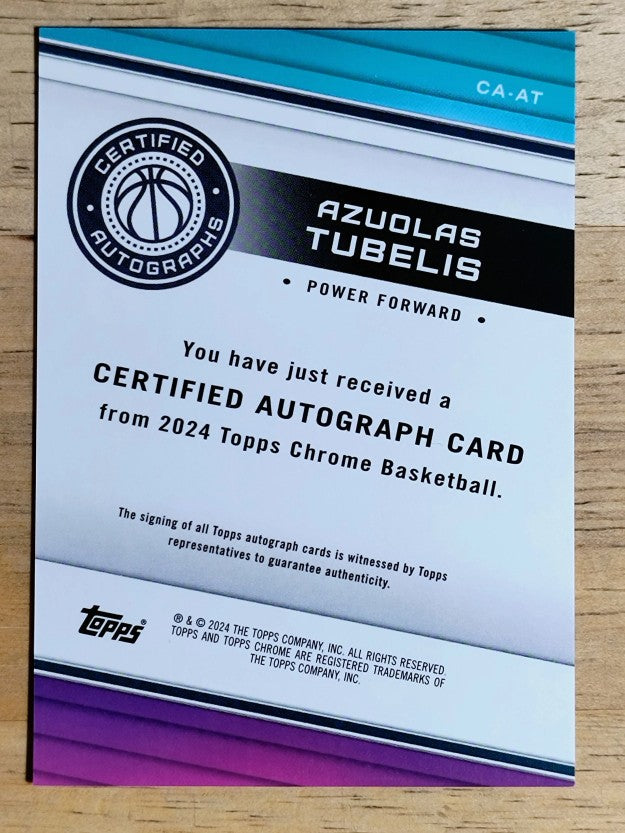 2023-24 Topps Chrome Certified Autographs #CAAT Azuolas Tubelis