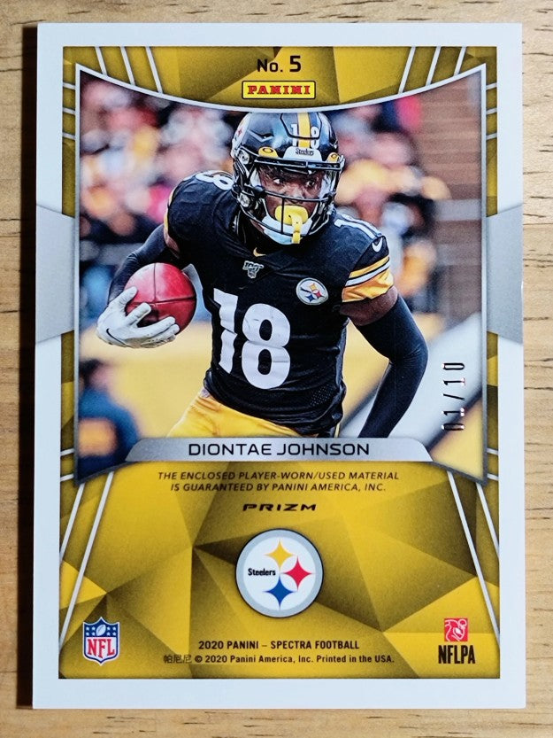 2020 Panini Spectra Fireworks Fabric Neon Orange #5 Diontae Johnson/10