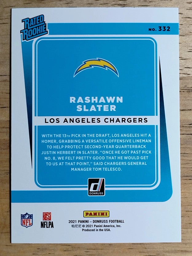 2021 Donruss #332 Rashawn Slater RR RC
