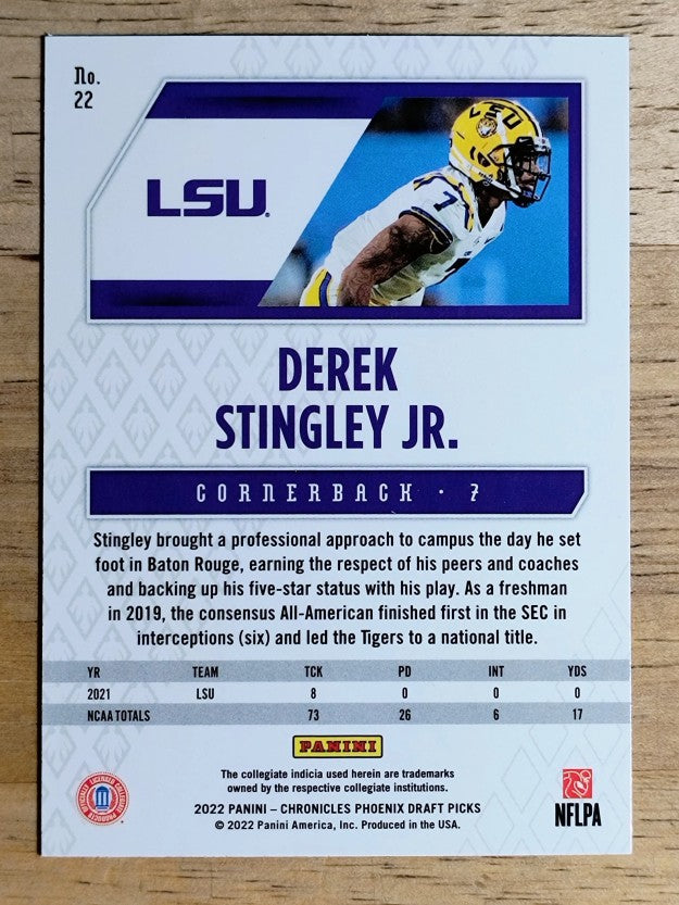 2022 Panini Chronicles Draft Picks Phoenix #22 Derek Stingley Jr.