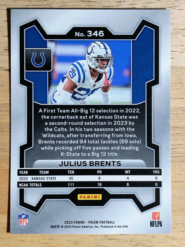 2023 Panini Prizm #346 Julius Brents RC