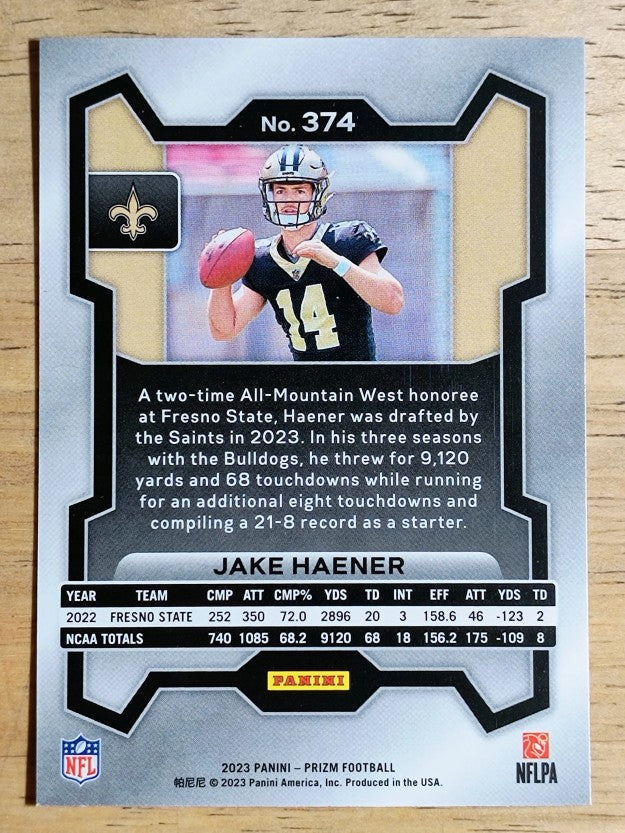 2023 Panini Prizm #374 Jake Haener RC