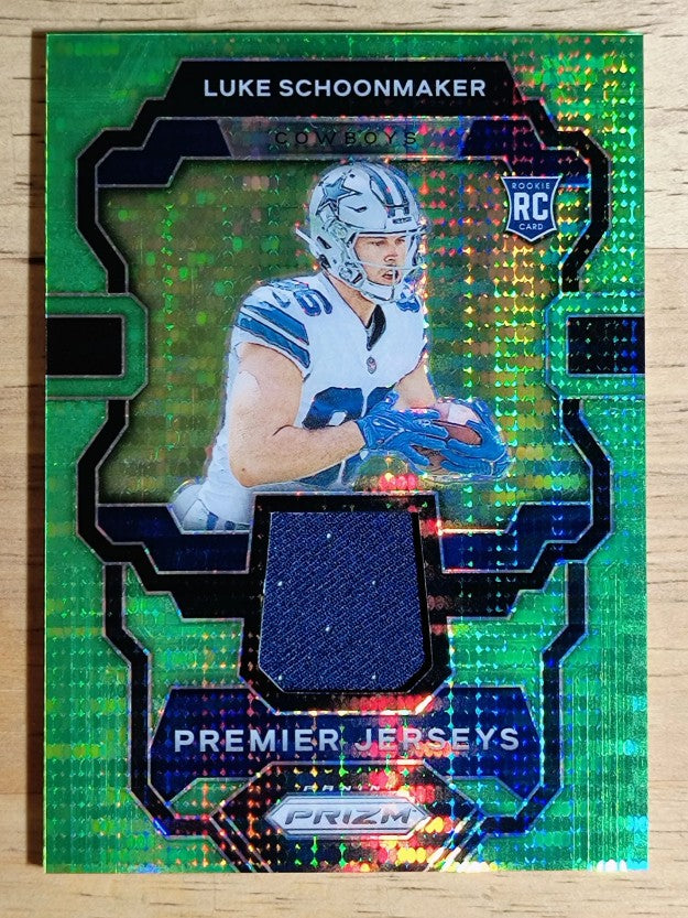 2023 Panini Prizm Premier Jerseys Neon Green Pulsar #22 Luke Schoonmaker