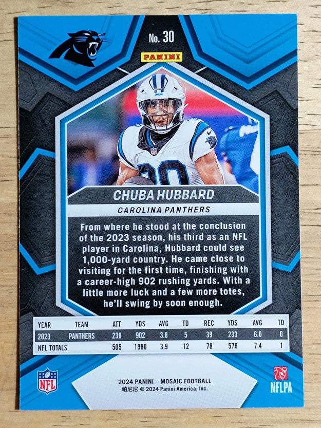 2024 Panini Mosaic #30 Chuba Hubbard