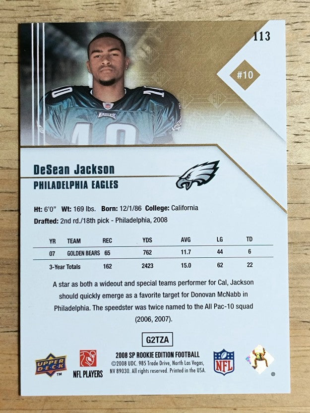 2008 SP Rookie Edition #113 DeSean Jackson RC