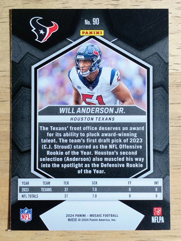 2024 Panini Mosaic #90 Will Anderson Jr.