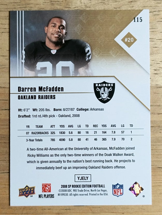 2008 SP Rookie Edition #115 Darren McFadden RC