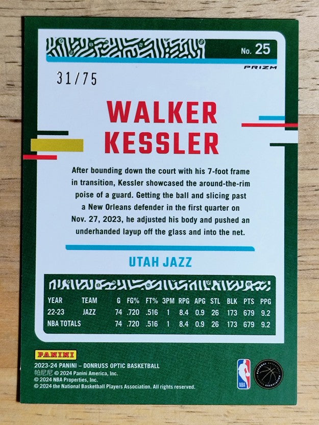 2023-24 Donruss Optic Red Glitter #25 Walker Kessler