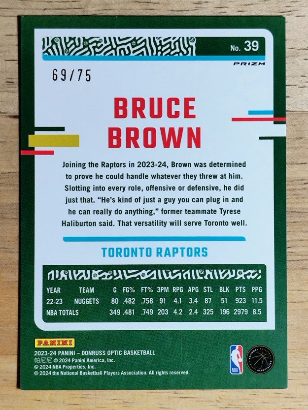 2023-24 Donruss Optic Red Glitter #39 Bruce Brown