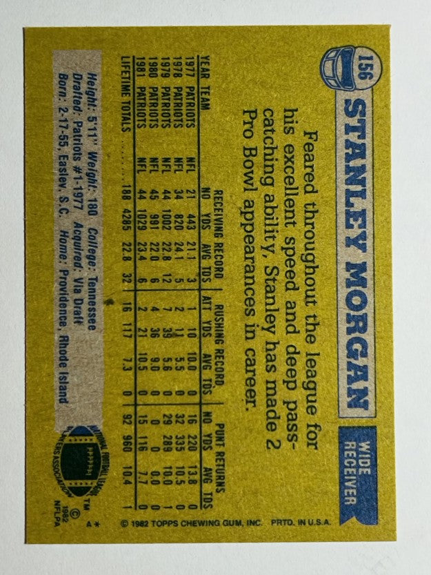1982 Topps #156 Stanley Morgan