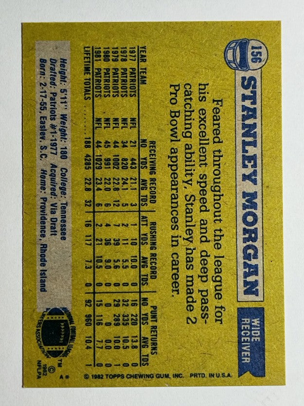 1982 Topps #156 Stanley Morgan