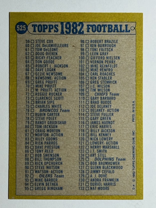 1982 Topps #525 Checklist 1-132