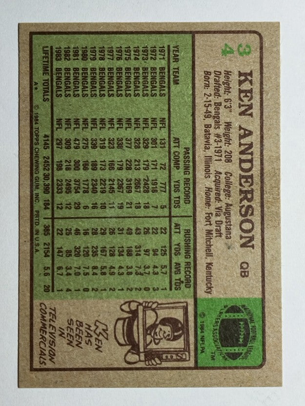 1984 Topps #34 Ken Anderson