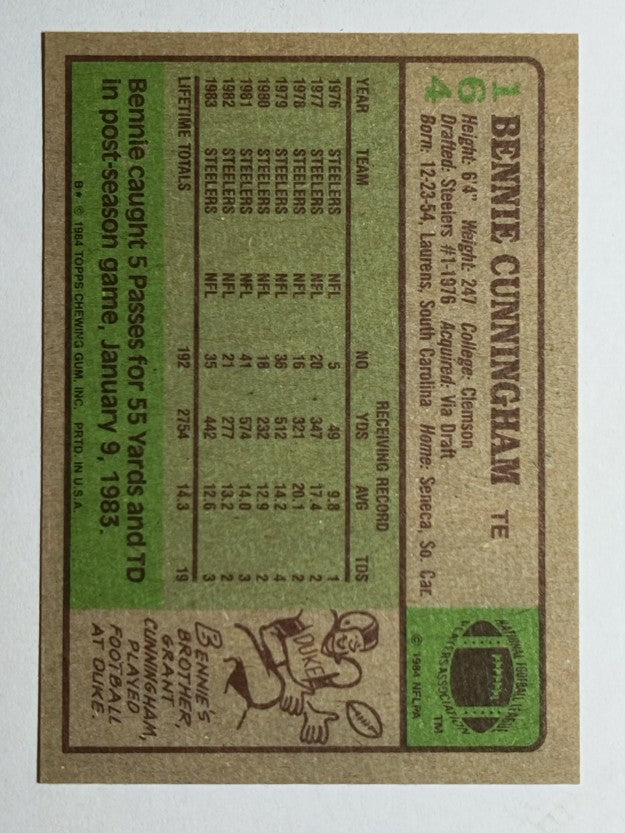 1984 Topps #164 Bennie Cunningham