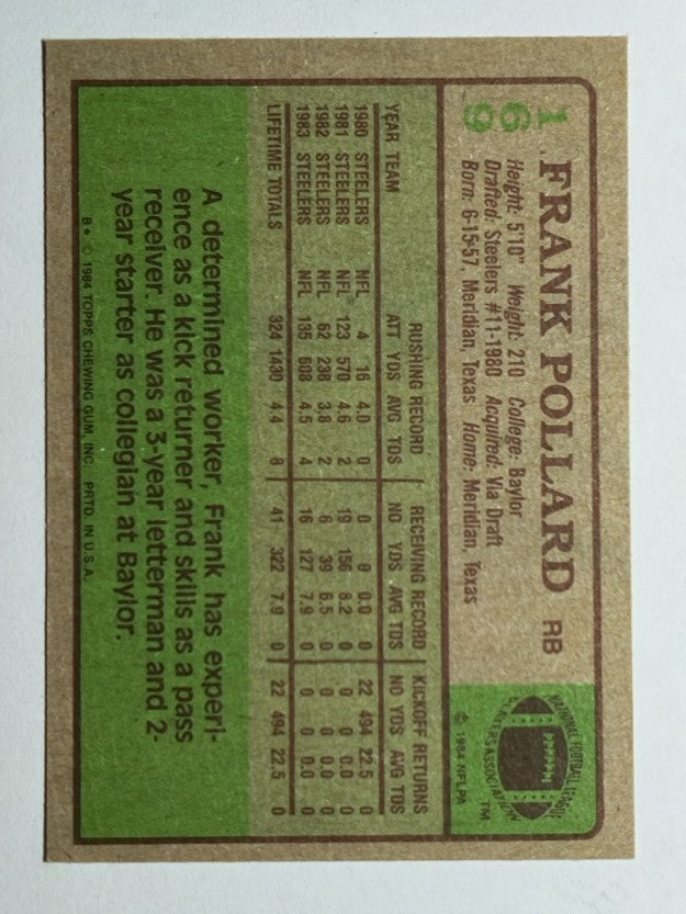 1984 Topps #169 Frank Pollard